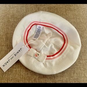 Janie and Jack baby kids girls Christmas holiday now white beret hat